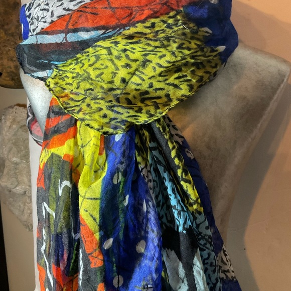 “ZARA SCARF” Multi Patterned and Multi Coloured Chiffon Scarf. - Picture 4 of 9